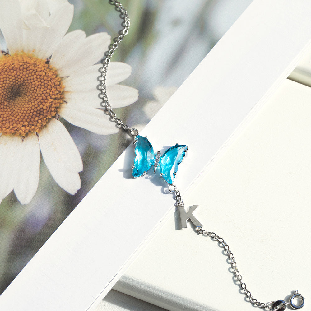 Personalized Crystal Glass Butterfly Bracelet