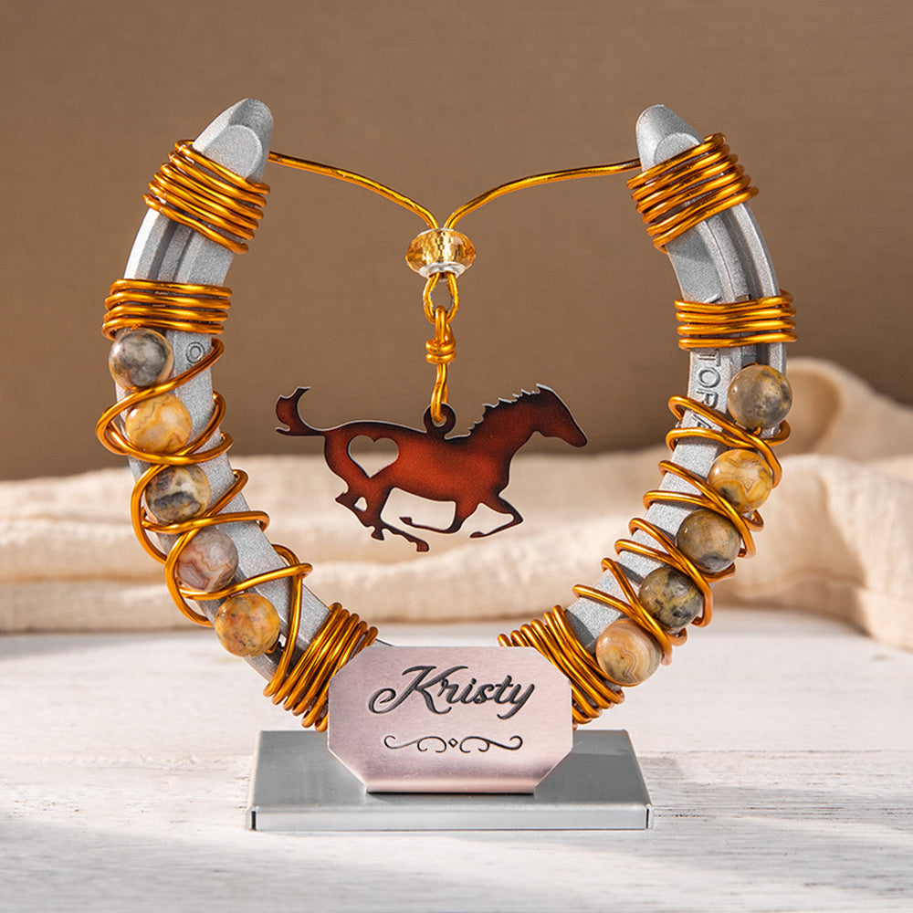 Personalized Lucky Horseshoe Horse Memorial Keepsake