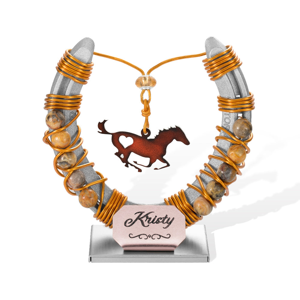 Personalized Lucky Horseshoe Horse Memorial Keepsake