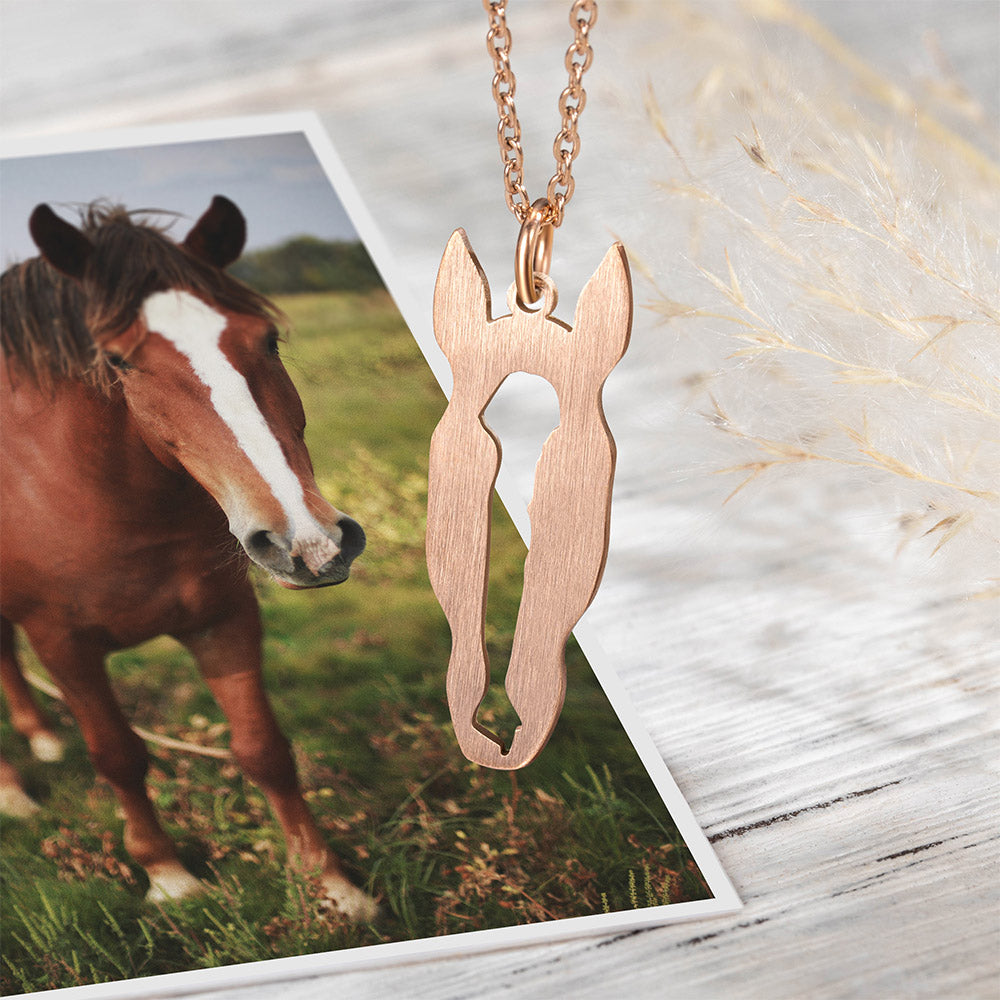 Horse Marking Necklace with Custom Horse Head Silhouette - Sterling Silver