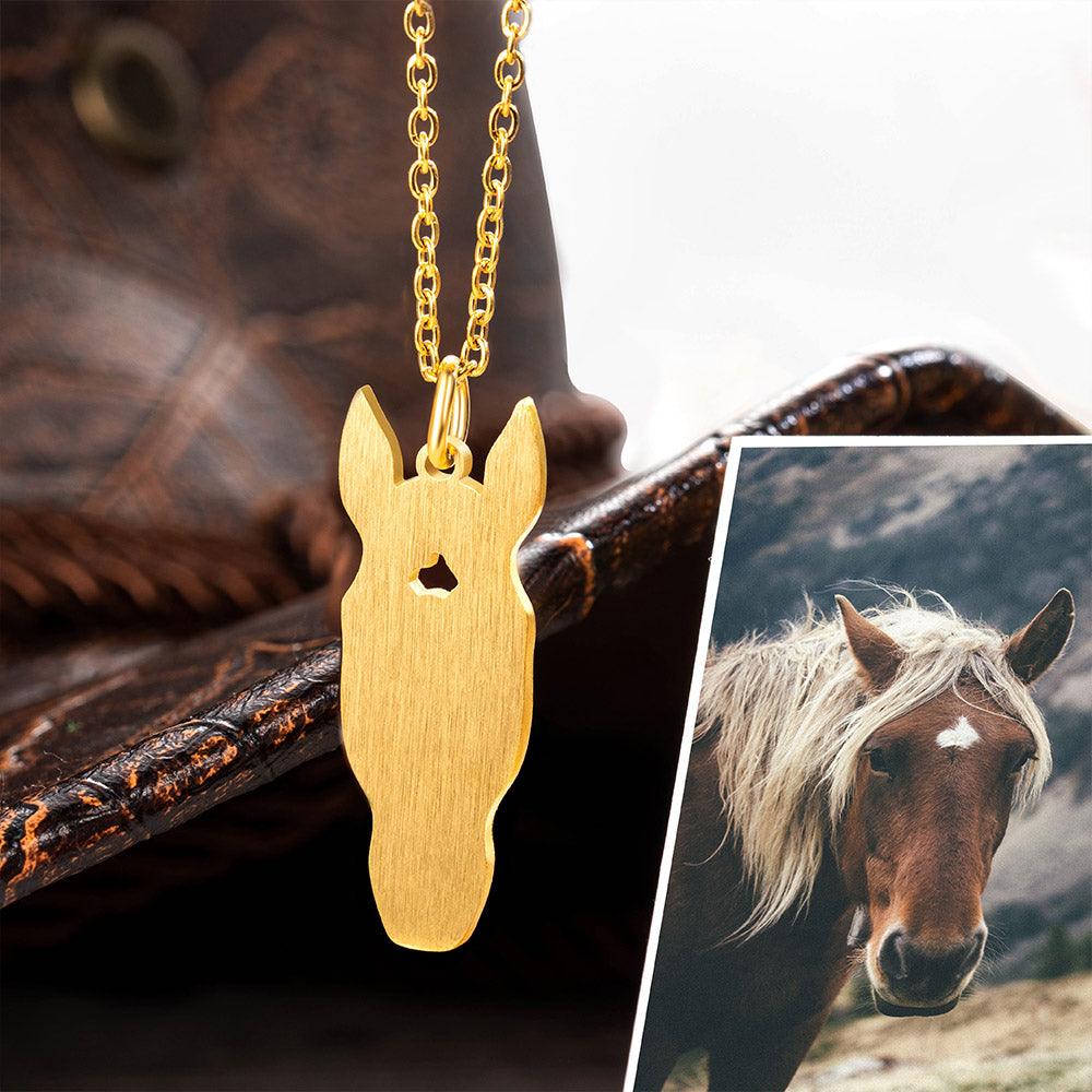 Horse Marking Necklace with Custom Horse Head Silhouette - Sterling Silver