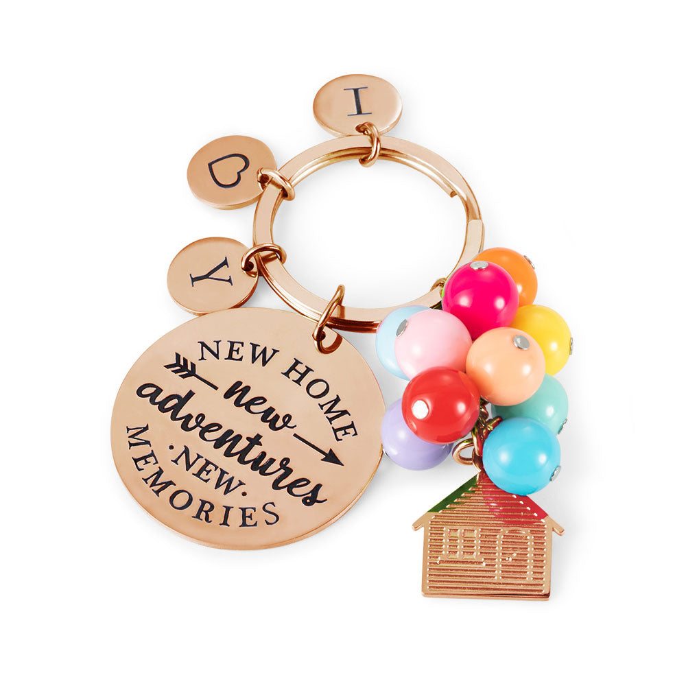 Balloon House New Home Keychain Housewarming Gift