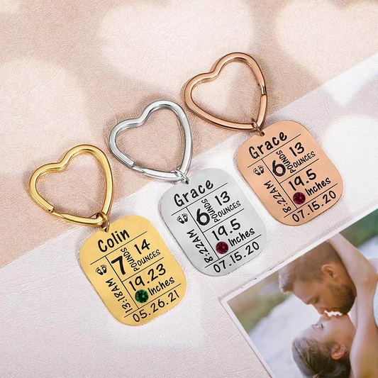 Baby Birth Information Keychain