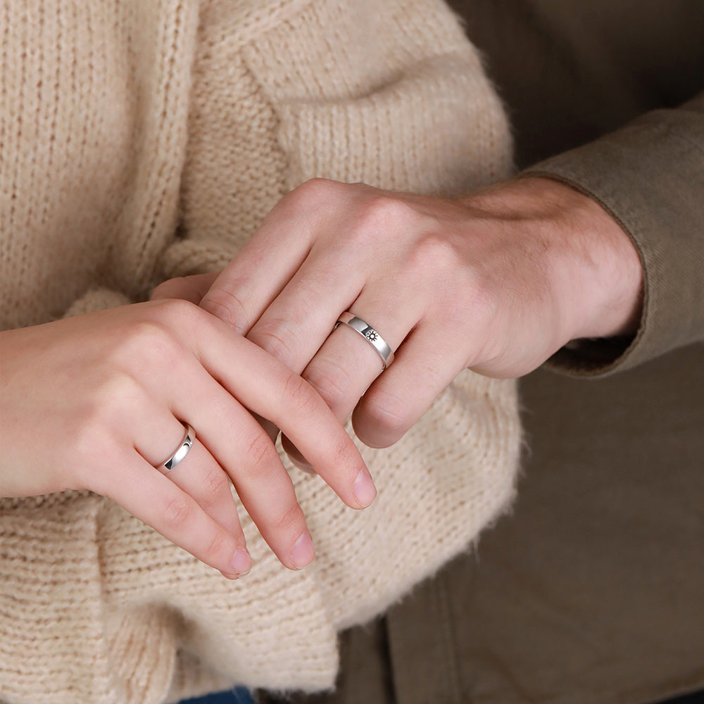 Personalized Sun and Moon Couple Rings Valentine Gift