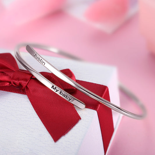 Engraved Adjustable Name Bracelet in Silver