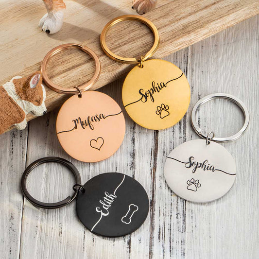 Personalized Custom Dog Keychain Stainless Steel