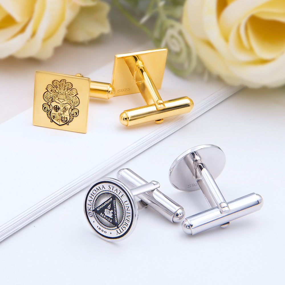 Personalized Family Crest Cufflinks Photo Cufflinks Silver