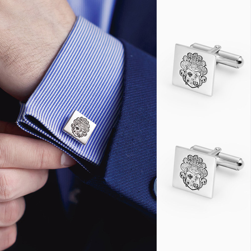 Personalized Family Crest Cufflinks Photo Cufflinks Silver