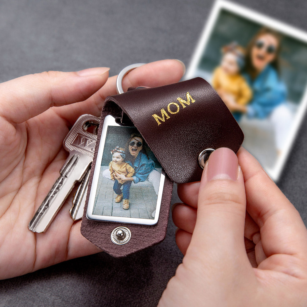 Custom-made Artificial Leather Photo Keychain