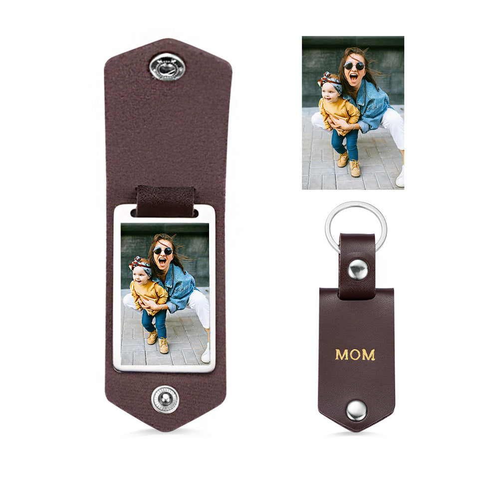 Custom-made Artificial Leather Photo Keychain