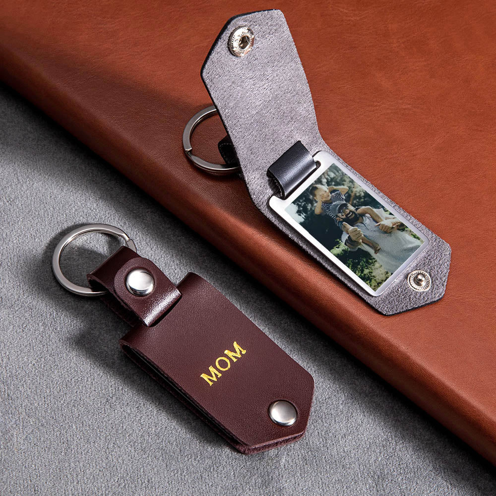 Custom-made Artificial Leather Photo Keychain