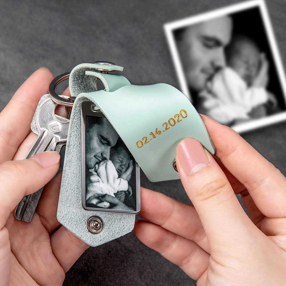 Custom-made Artificial Leather Photo Keychain