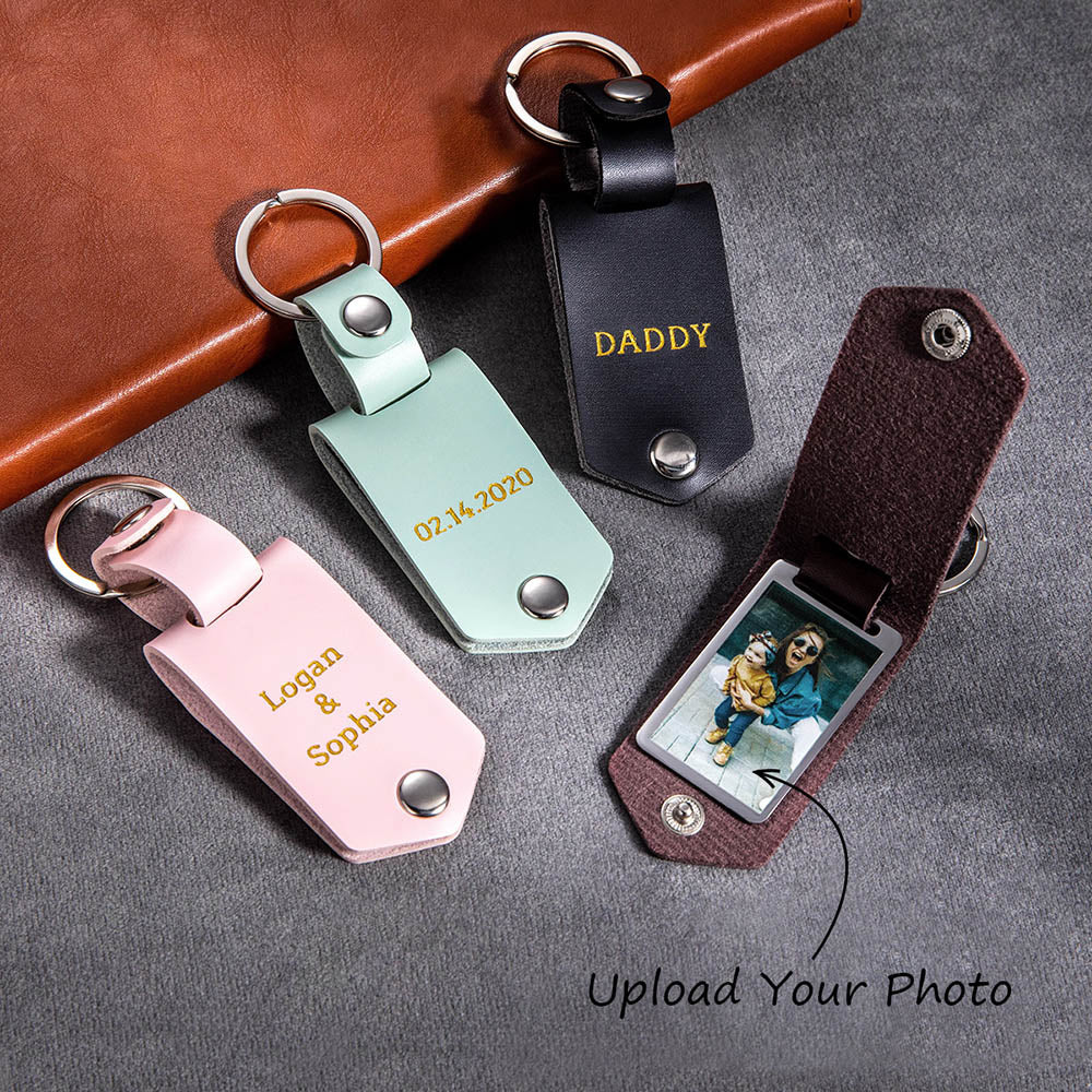 Custom-made Artificial Leather Photo Keychain