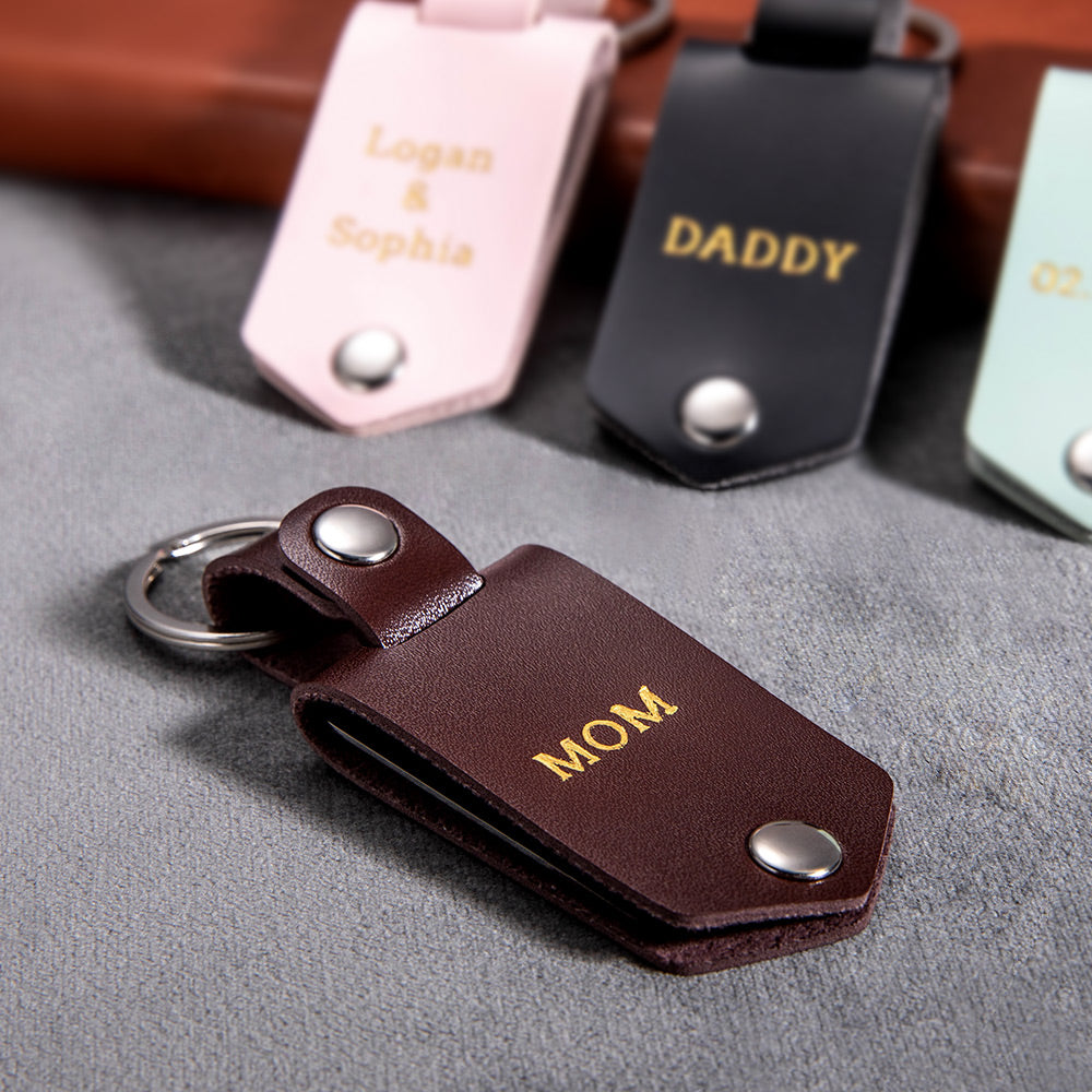 Custom-made Artificial Leather Photo Keychain