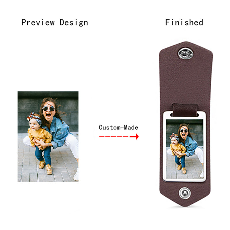 Custom-made Artificial Leather Photo Keychain