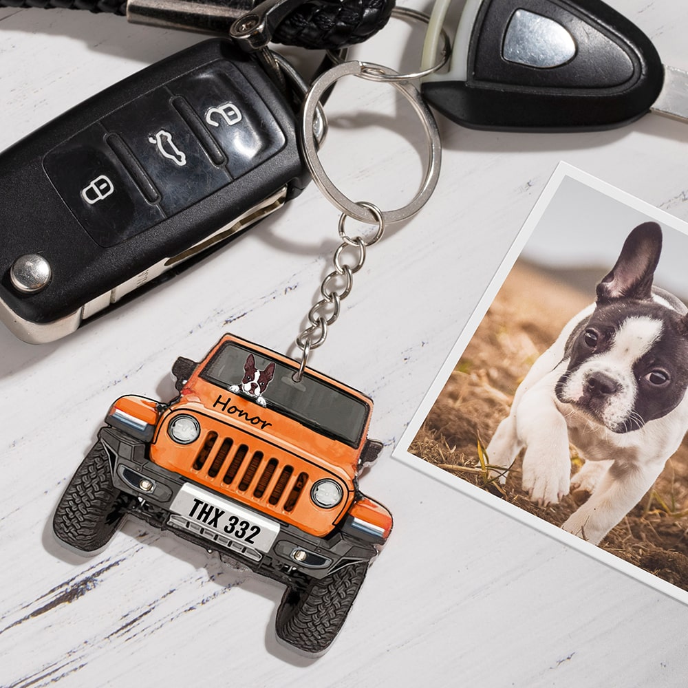 Personalized Jeep Dog Keychain