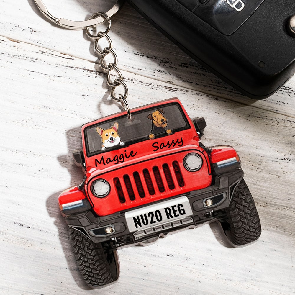 Personalized Jeep Dog Keychain