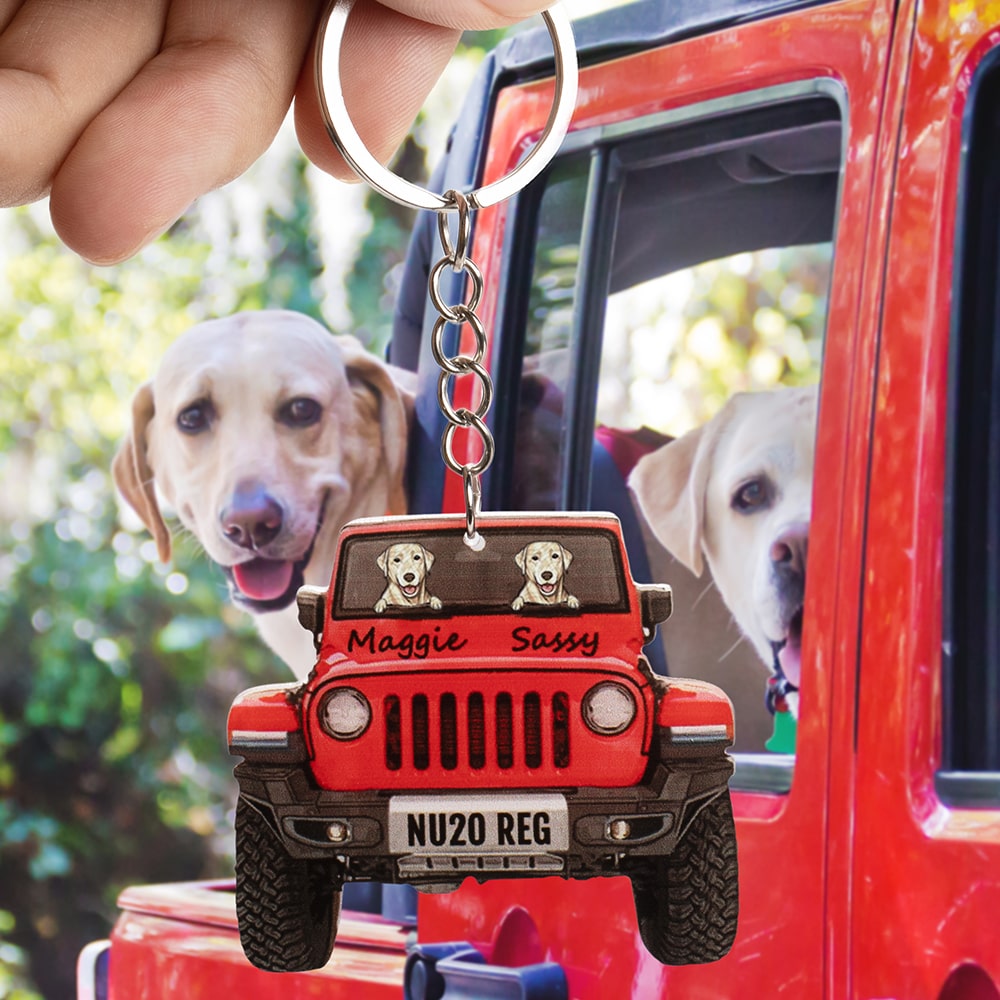 Personalized Jeep Dog Keychain