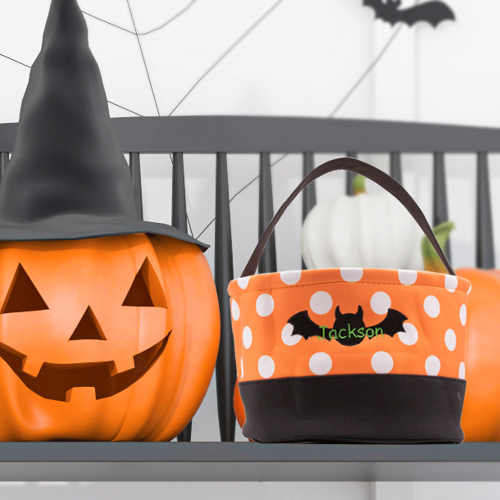 Trick or Treat Personalized Halloween Embroidered Candy Bucket