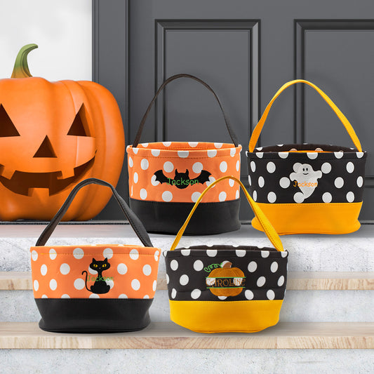 Trick or Treat Personalized Halloween Embroidered Candy Bucket