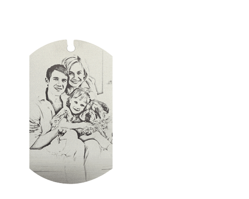 Titanium Steel Engraved Family Photo Necklace for Fathers