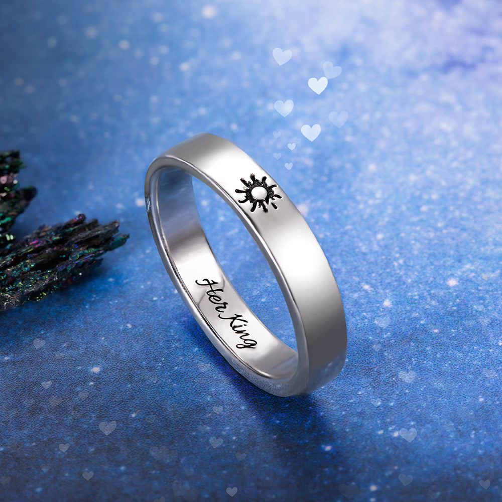 Personalized Sun and Moon Couple Rings Valentine Gift