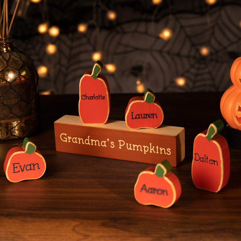 Personalized Fall Thanksgiving Pumpkin Family Block Set