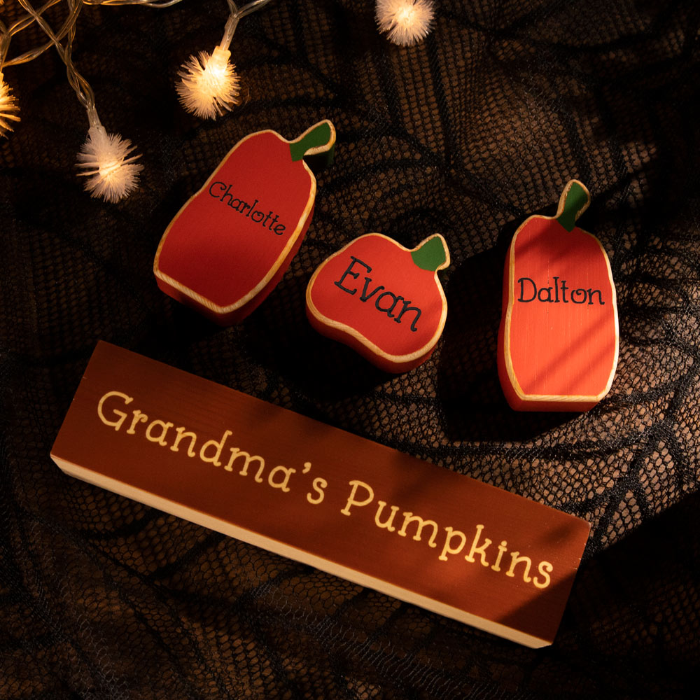 Personalized Fall Thanksgiving Pumpkin Family Block Set