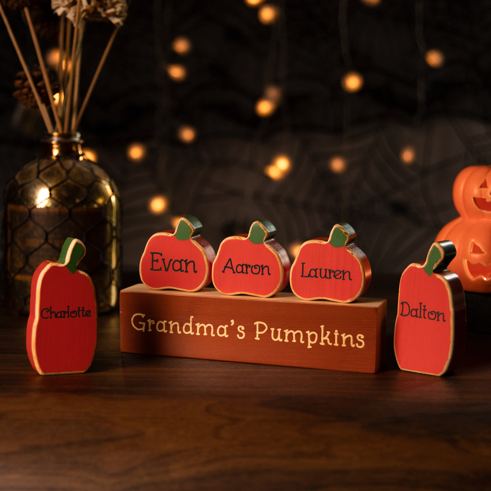 Personalized Fall Thanksgiving Pumpkin Family Block Set