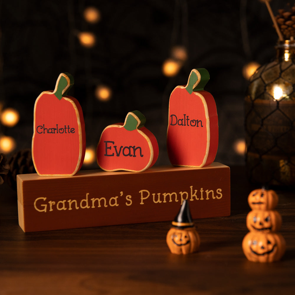 Personalized Fall Thanksgiving Pumpkin Family Block Set