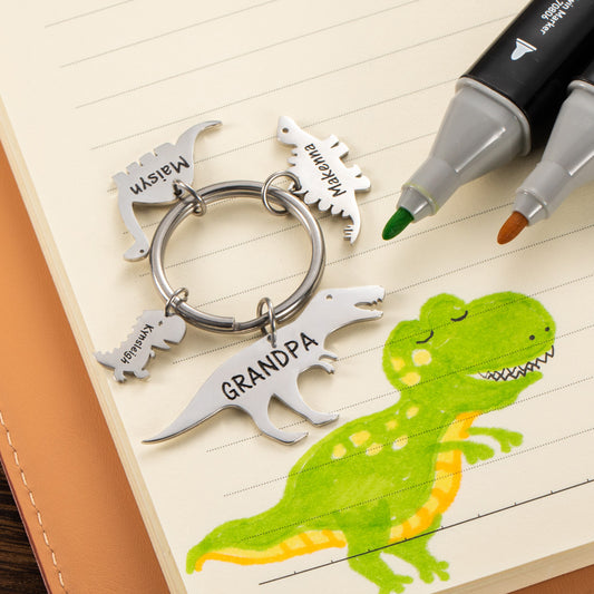 Personalized Dinosaur Keychain Gift For Dad