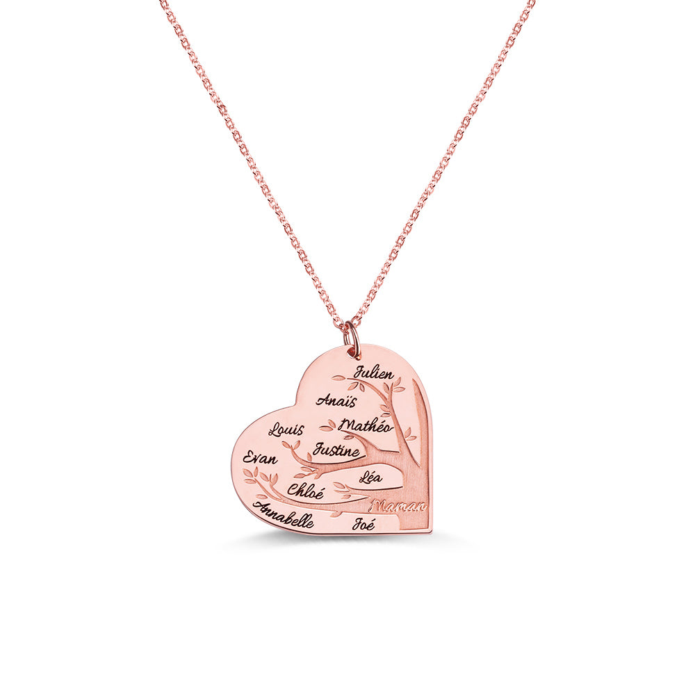 Personalized 1-12 Names Heart Family Tree Necklace