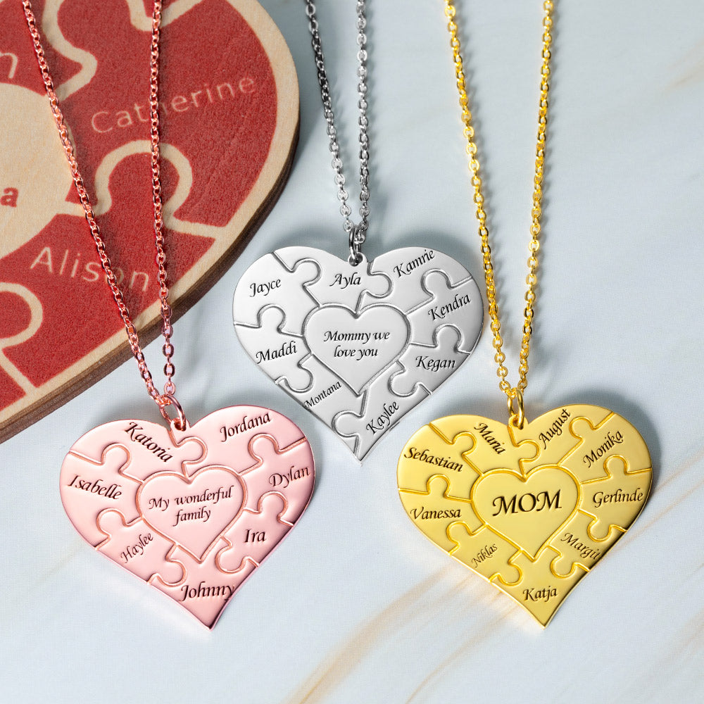 Personalized Heart Puzzle Necklace Sterling Silver