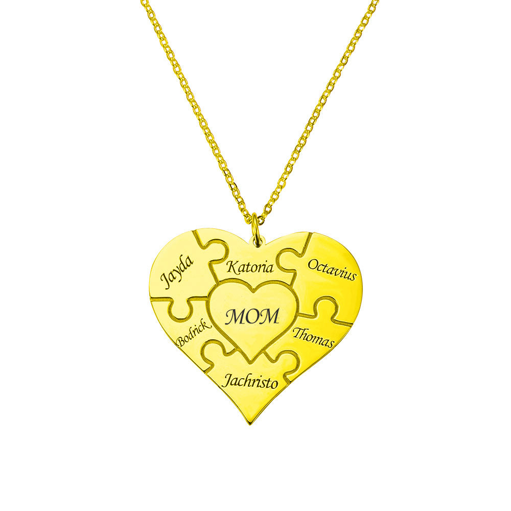 Personalized Heart Puzzle Necklace Sterling Silver