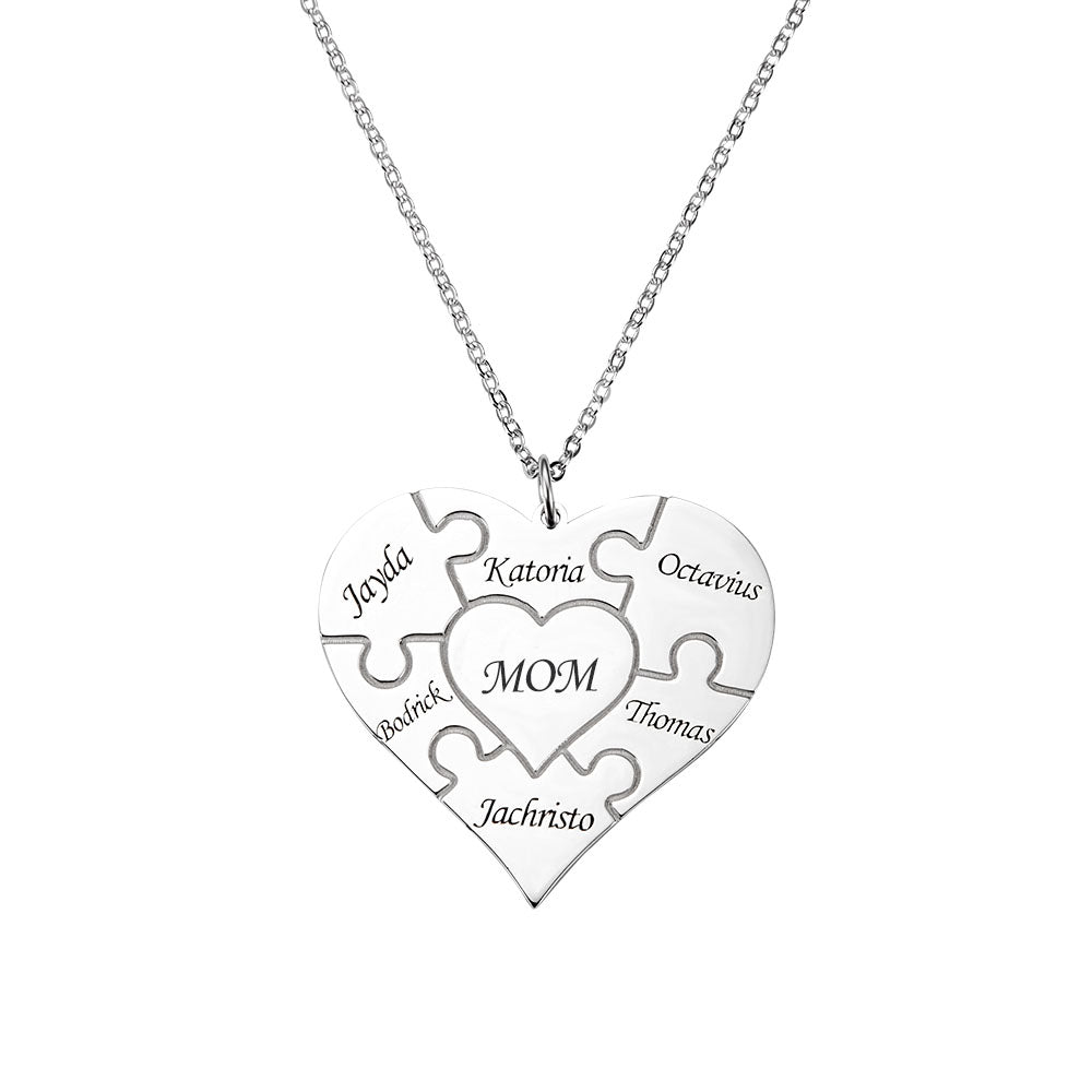 Personalized Heart Puzzle Necklace Sterling Silver