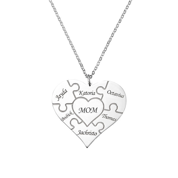 Personalized Heart Puzzle Necklace Sterling Silver