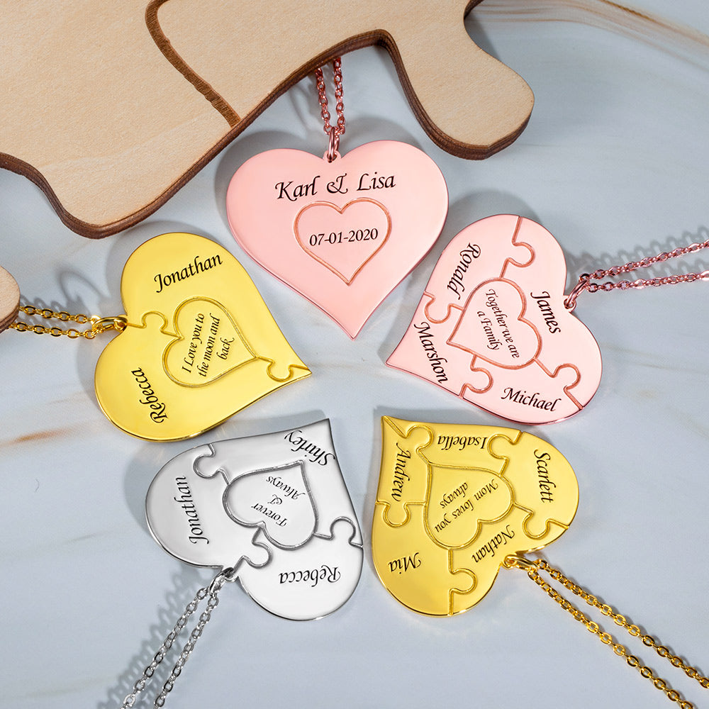 Personalized Heart Puzzle Necklace Sterling Silver