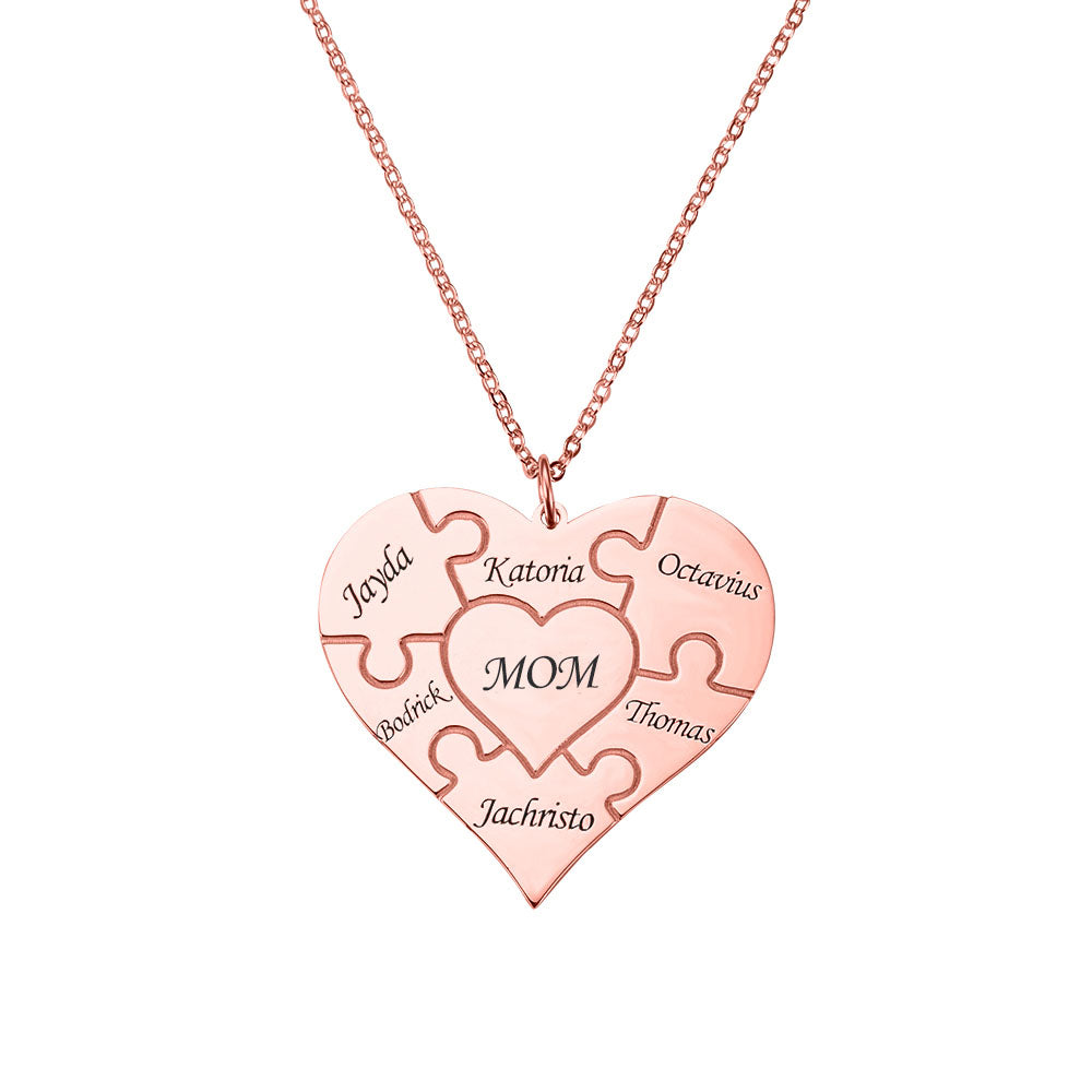 Personalized Heart Puzzle Necklace Sterling Silver