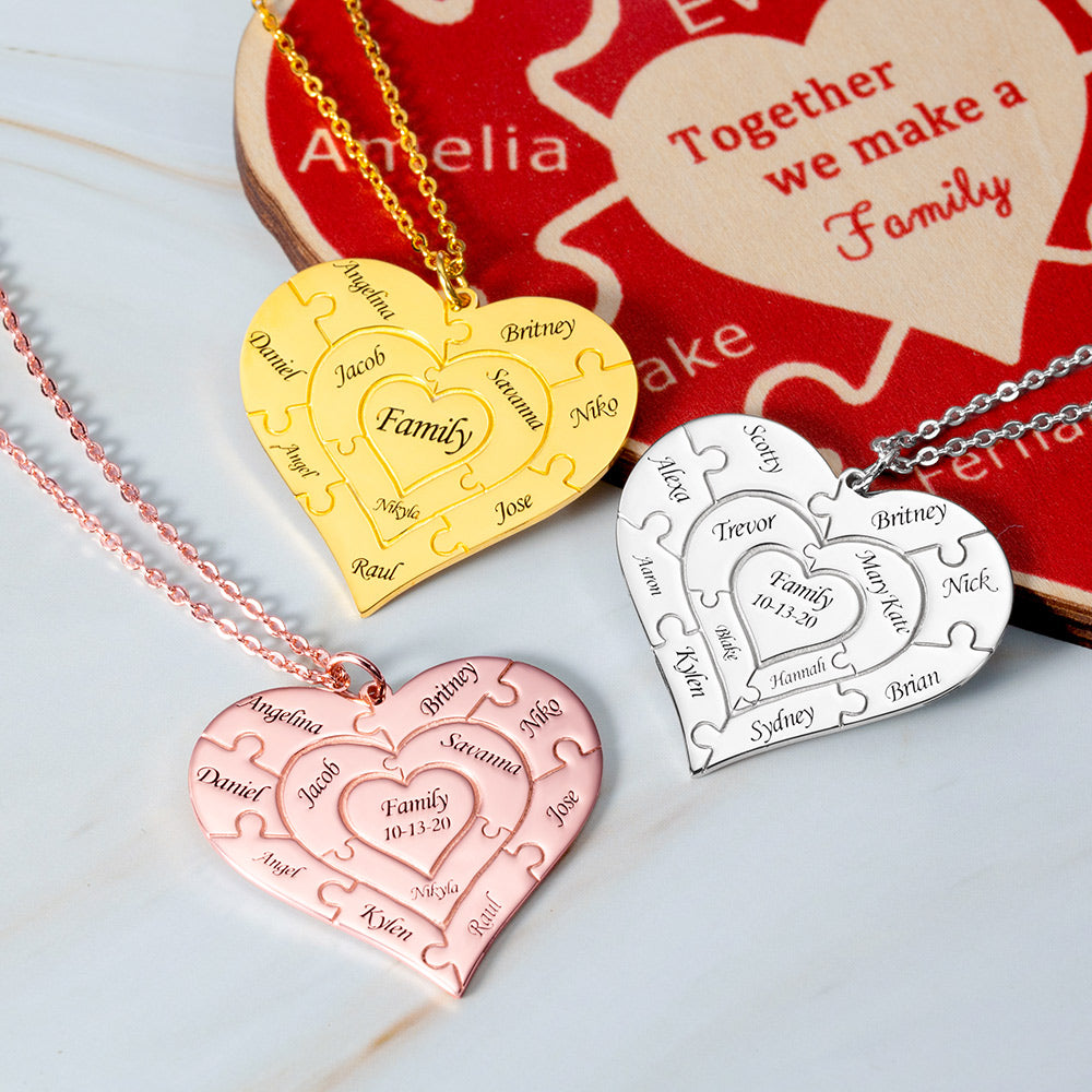 Personalized Heart Puzzle Necklace Sterling Silver