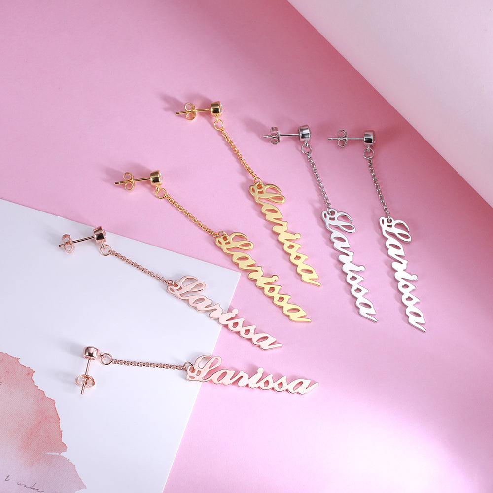 Personalized Name Chain Drop Earring