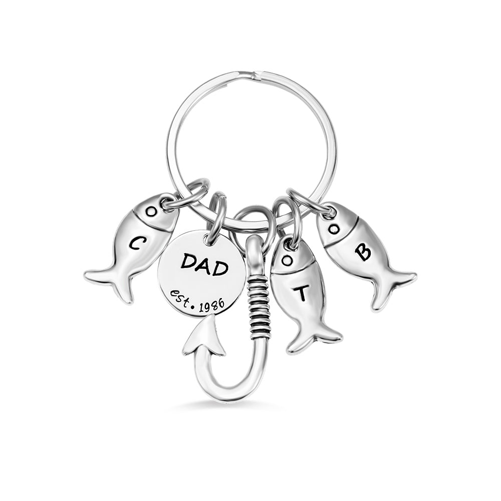 Personalized Father Fishing Keychain