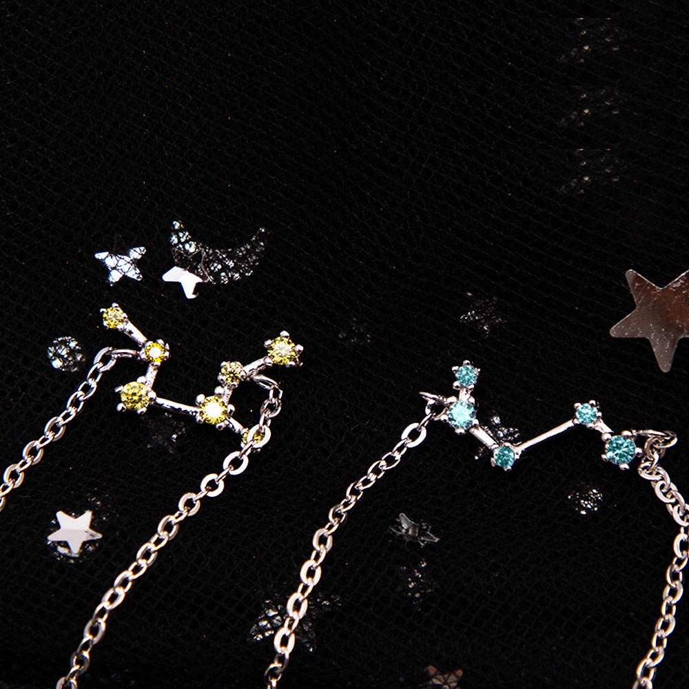 Zodiac Bracelet & Constellation Anklet with Birthstone - Star Style Sterling Silver