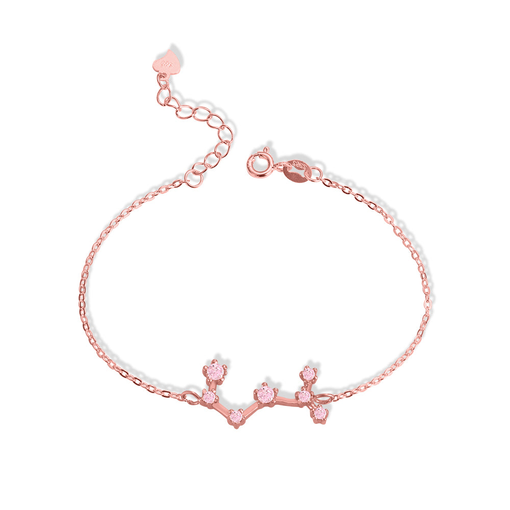 Zodiac Bracelet & Constellation Anklet with Birthstone - Star Style Sterling Silver