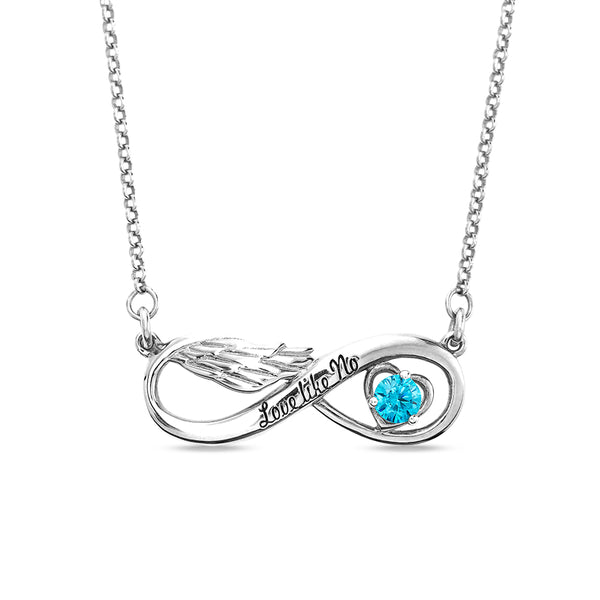 Infinity Angel Wing Necklace With Birthstone