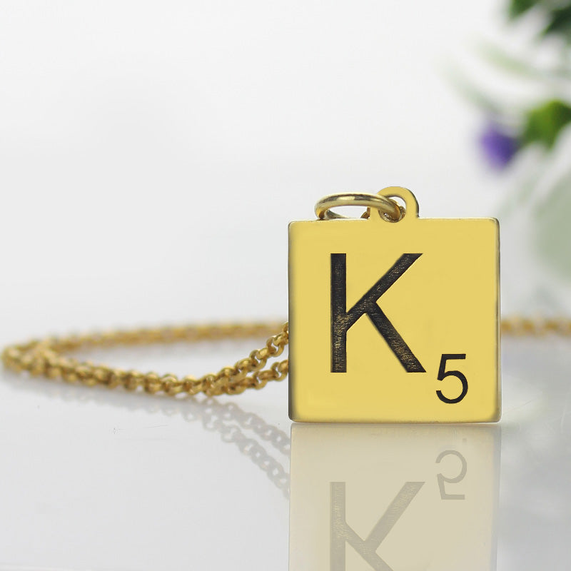 Scrabble Initial Letter Necklace Sterling Silver