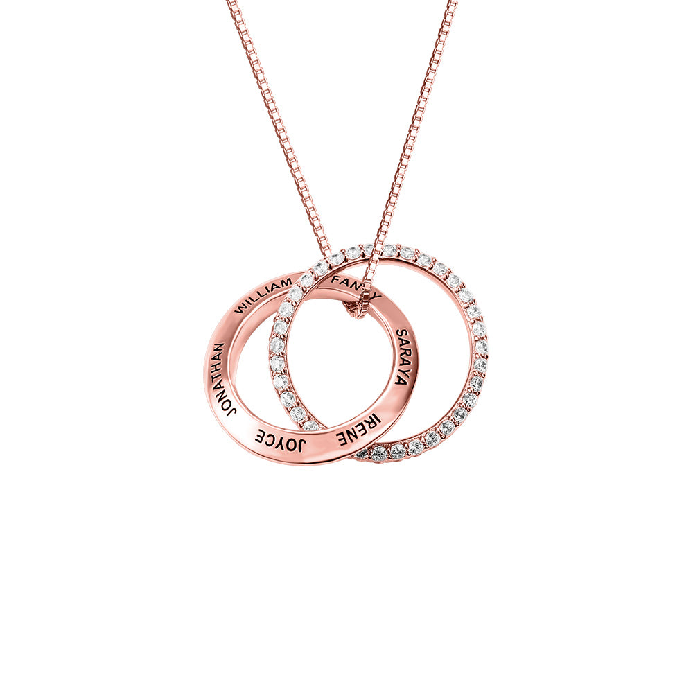 Personalized Family Interlocked Circle Necklace-Sterling Silver