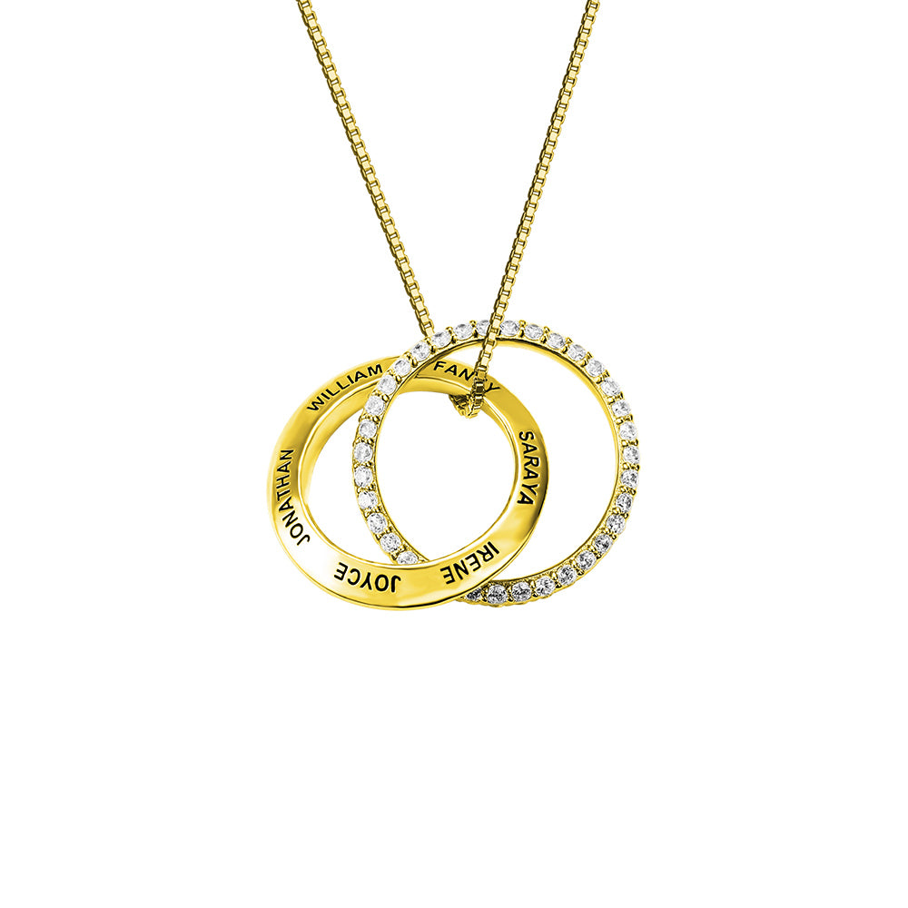 Personalized Family Interlocked Circle Necklace-Sterling Silver