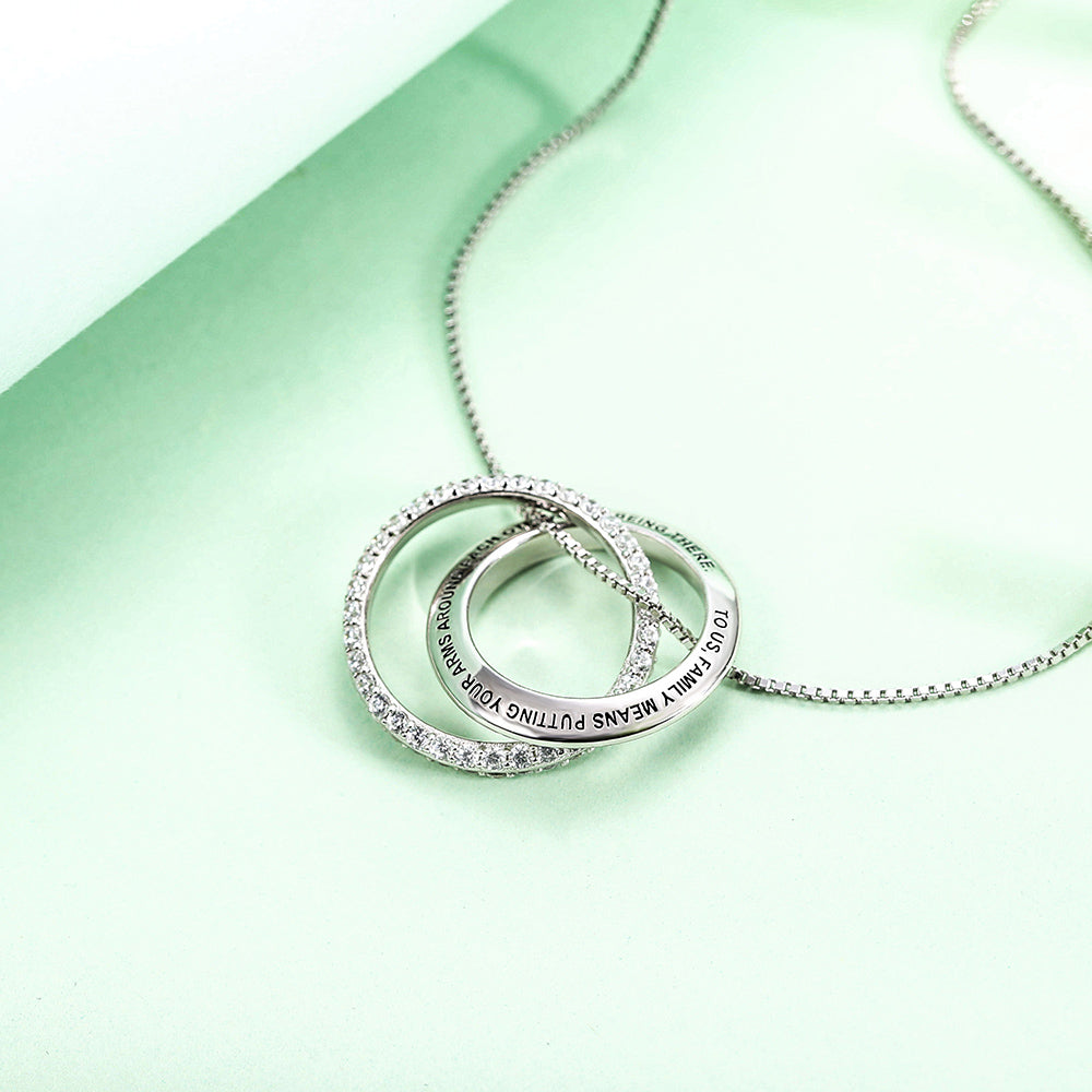 Personalized Family Interlocked Circle Necklace-Sterling Silver