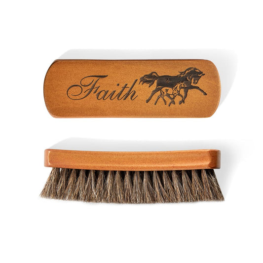 Custom Laser Engraved Horsehair Brush Gift for Horse Lover rectangular style