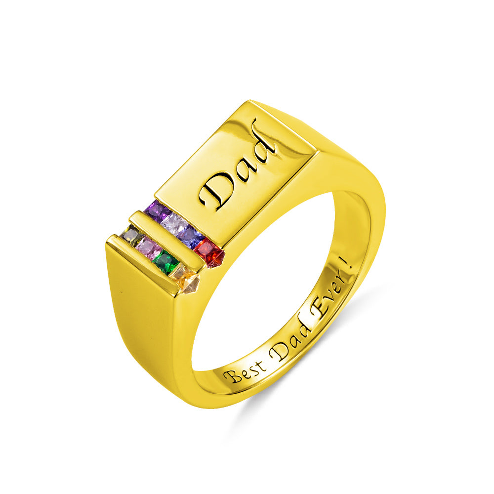 Personalized Birthstone Family Ring for Men